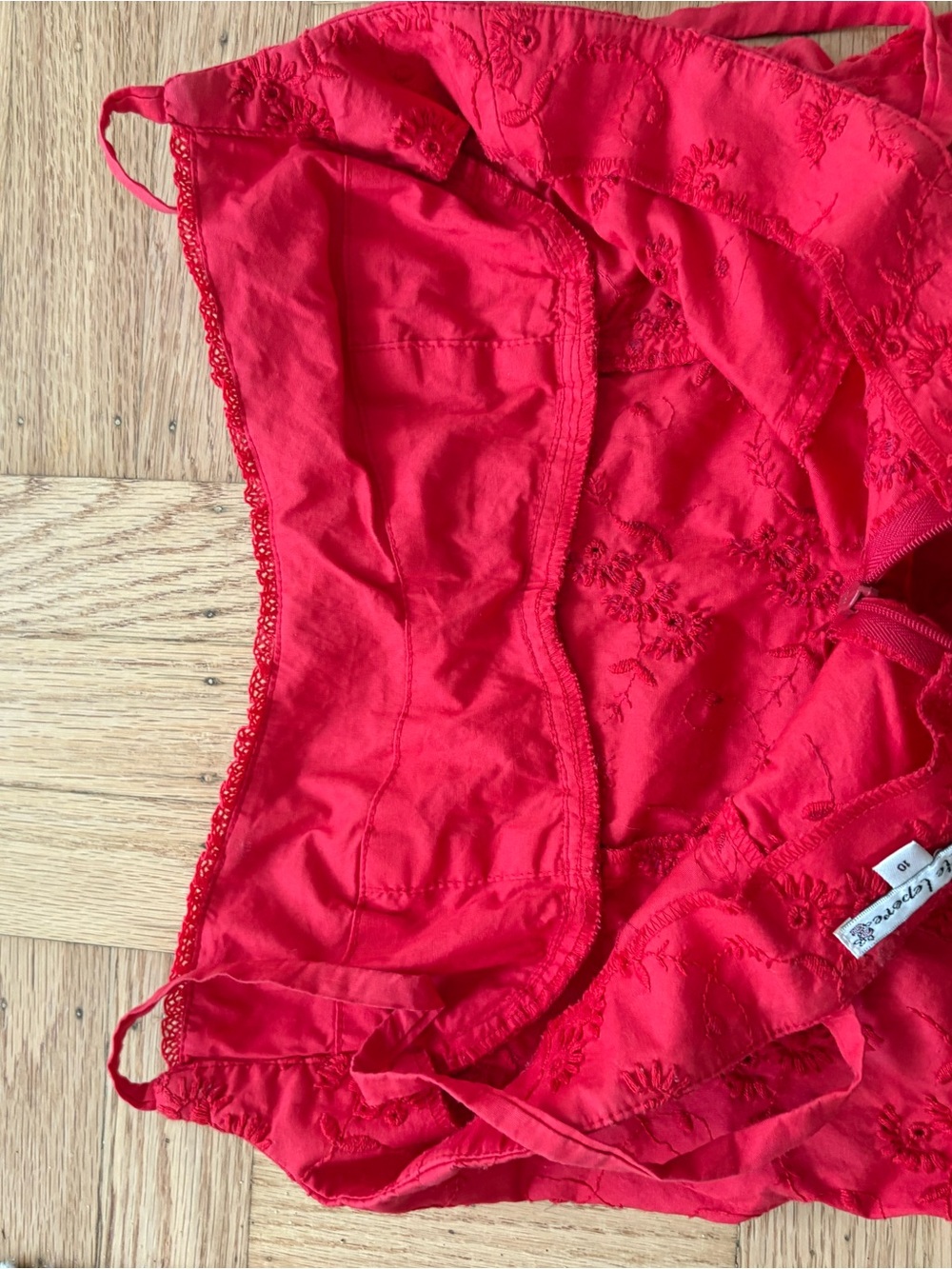 Nanette Lepore Red eyelet Jacquard Spaghetti Strap mini Dress - Picture 4 of 6